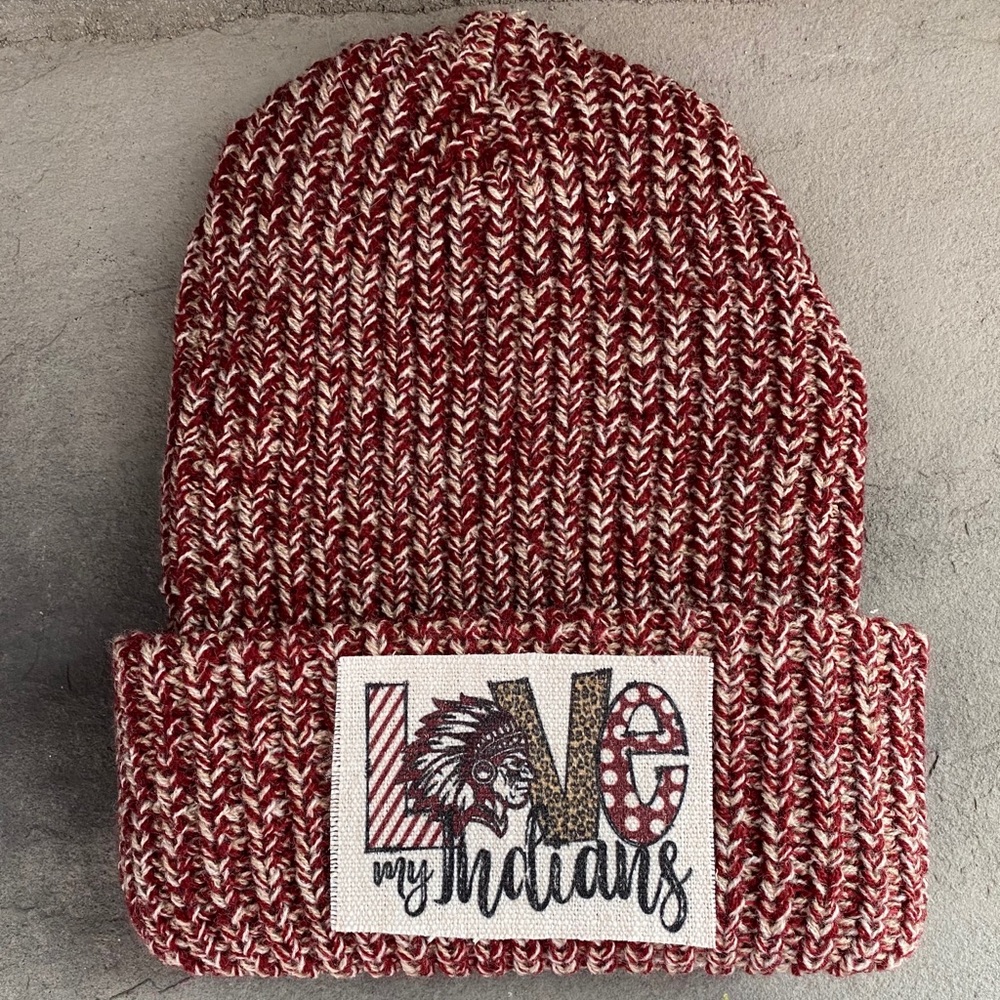 Love my Indians chunky knit beanie